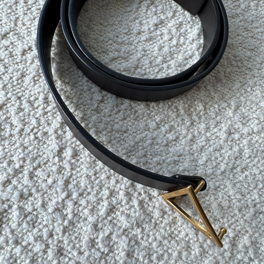 Bottega Veneta Black Belt with Gold Triangle Buckle